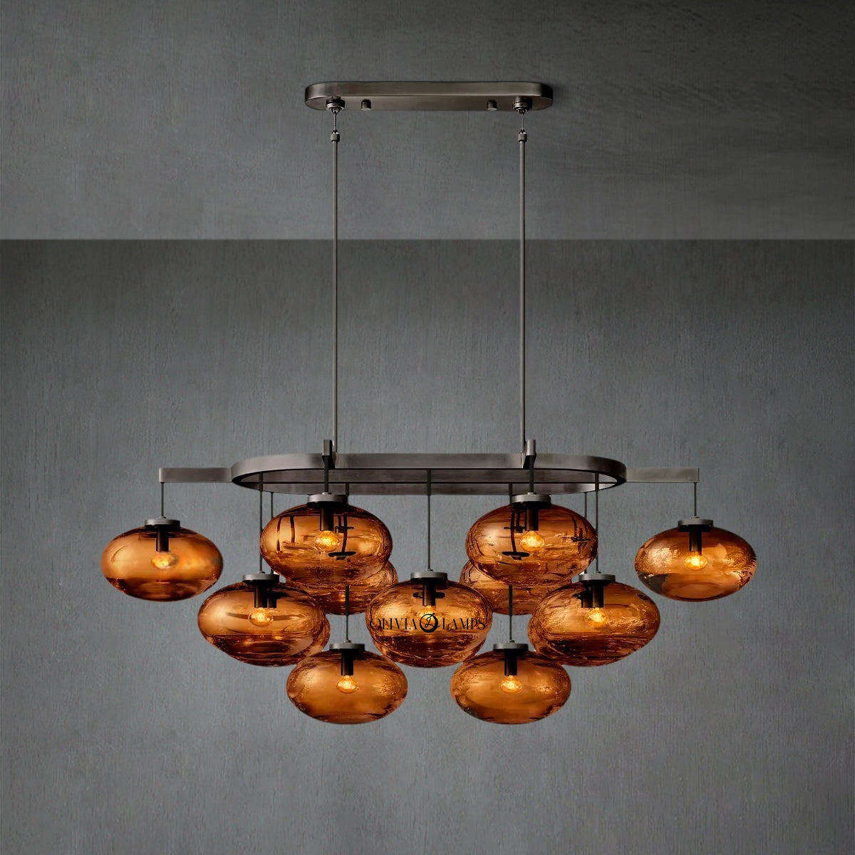 Cabretle Smoke Glass Linear Chandelier 54"