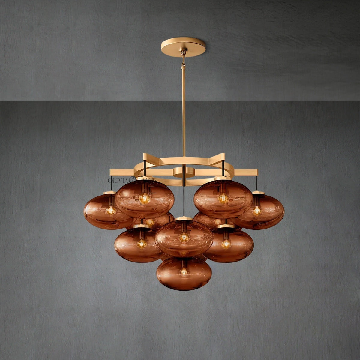 Cabretle Smoke Glass Round Chandelier 36"