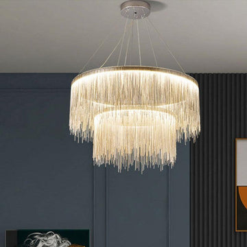 Cadena Two-Tier Chain Tassel Chandelier