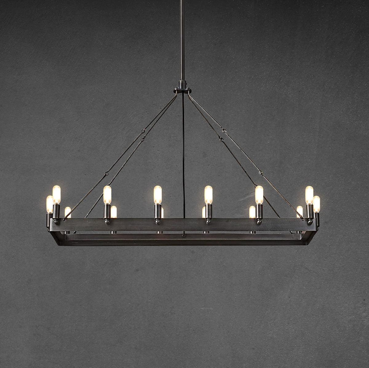 Camine Vintage Filament Rectangle Chandelier 41''52''