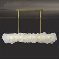 Carlos Alabaster Modern Snowflake Linear Chandelier Over Dining Table chandelier Kevin Studio Inc