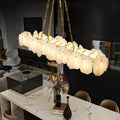 Carlos Alabaster Modern Snowflake Linear Chandelier with Chain chandelier Kevin Studio Inc