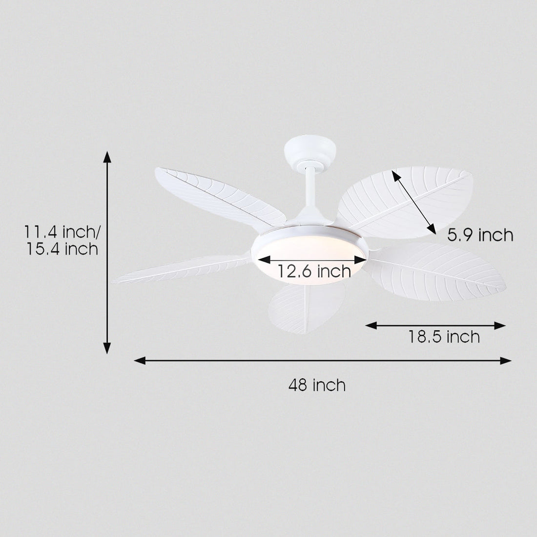 Ceiling Fan Palm Leaf Ceiling Fan 6 Speeds Reversible Ceiling Fans with Lights 48"