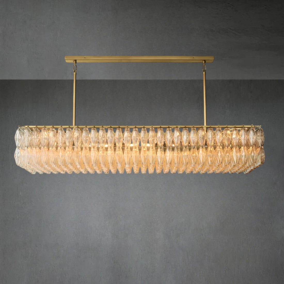 Chiare Glass Rectangular Chandelier 74"