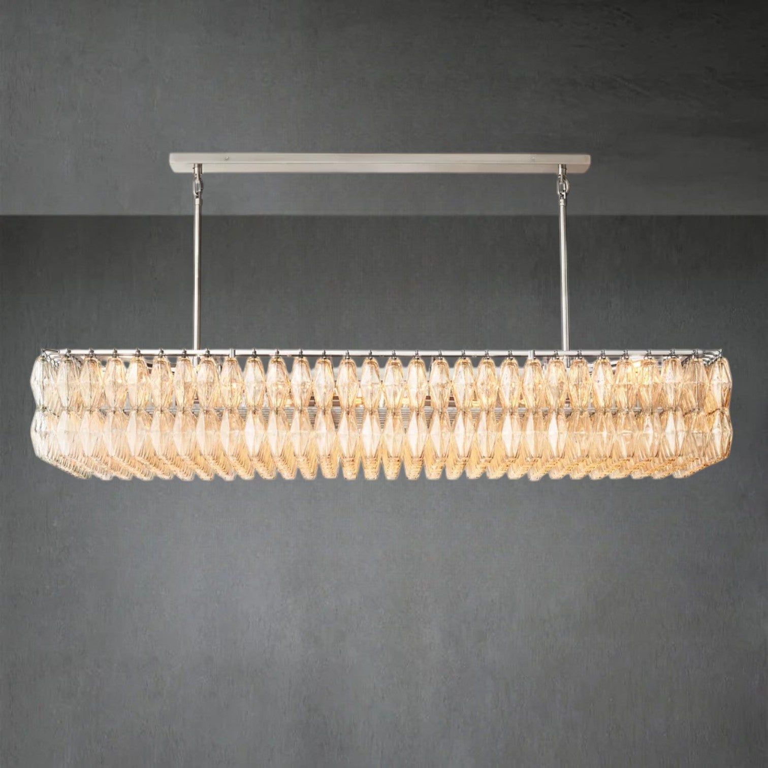 Chiare Glass Rectangular Chandelier 74"