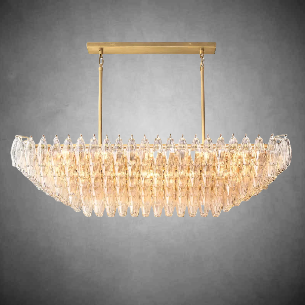 Chiare Glass Tired Rectangular Chandelier 54"74''