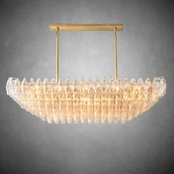 Chiare Glass Tired Rectangular Chandelier 54"74''