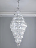 Chrome Extra Large Crystal Chandelier for Foyer Staircase Living Room Entrance Ceiling Light Fixture In Silver