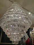 Chrome/ Silver Extra Large Chandelier For Foyer Living Room Staircase Crystal Ceiling Lighting Fixture