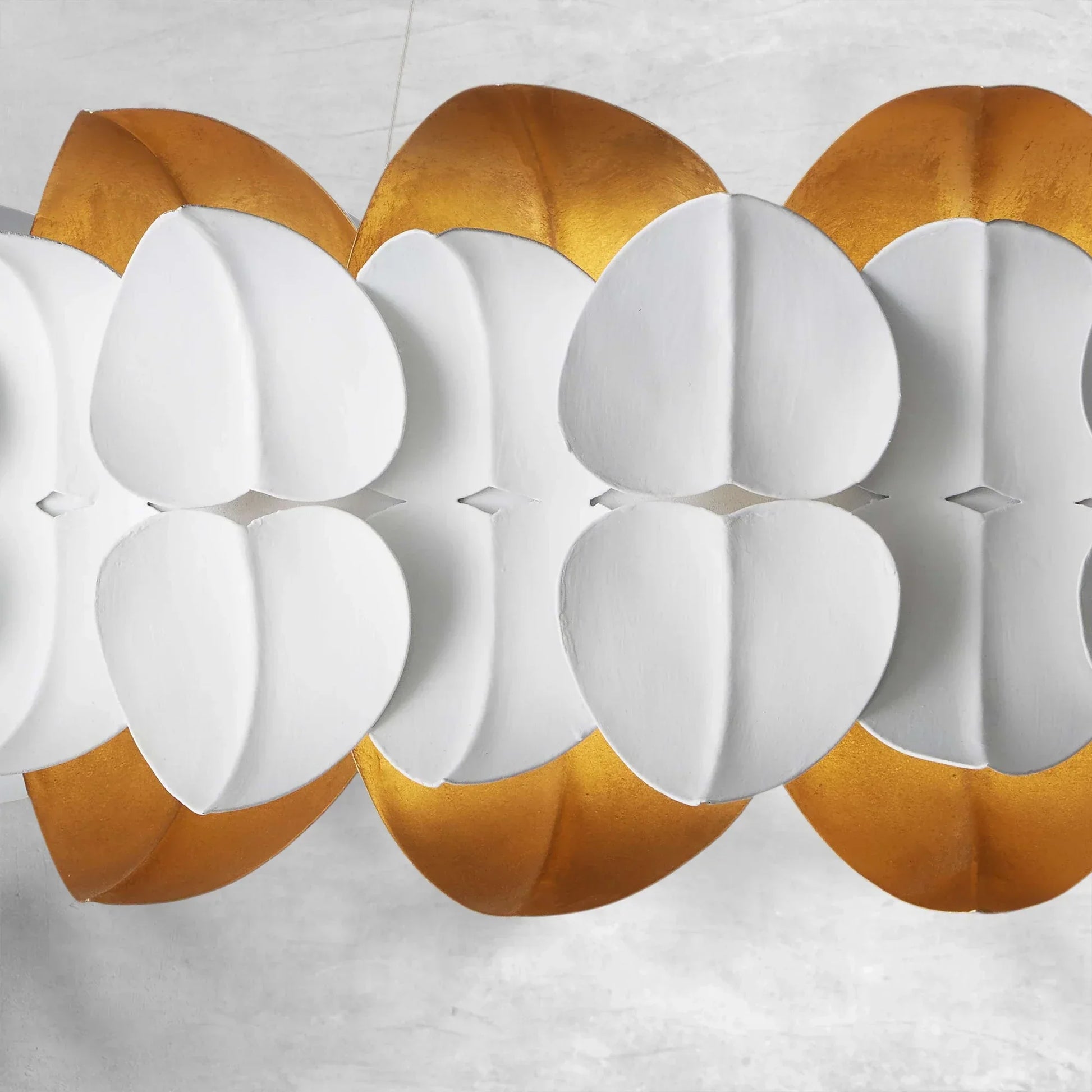 Darla Hand-Sculpted Leaves Chandelier 39'' White Gold Illuminated Fixture