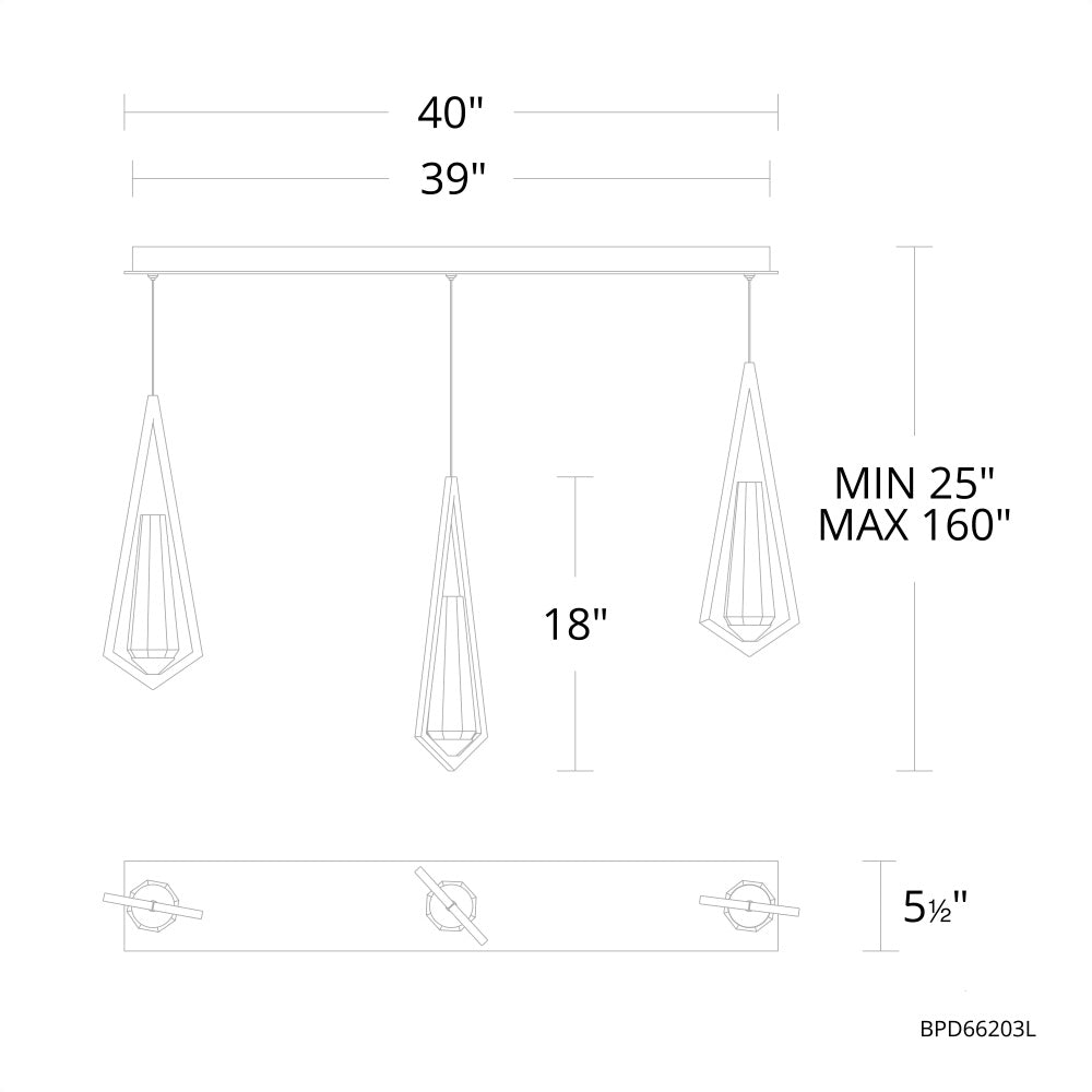 Devation Linear Chandelier 3 Light
