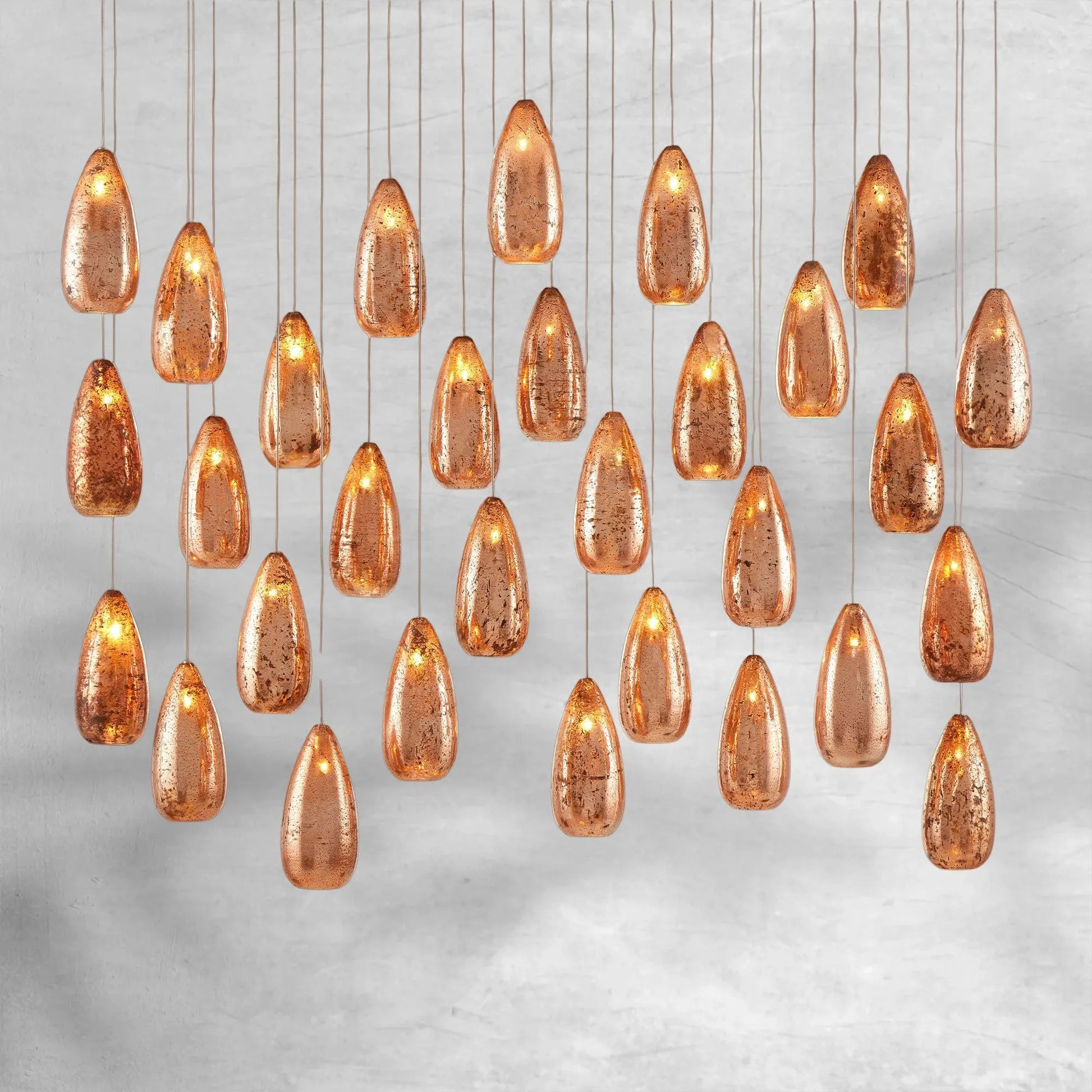 Edda Linear Teardrop Mercury Glass Chandelier – 48" & 54" Options
