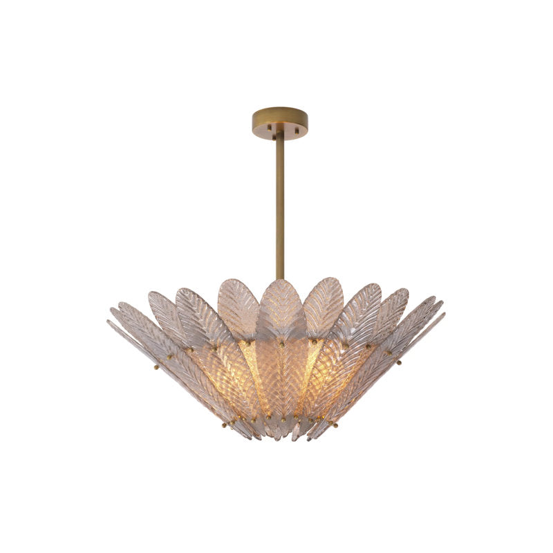 Eichholtz Scala 4-Light Chandelier: Elegant Curved Design with Antique Brass Finish