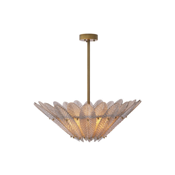 Eichholtz Scala 4-Light Chandelier: Elegant Curved Design with Antique Brass Finish