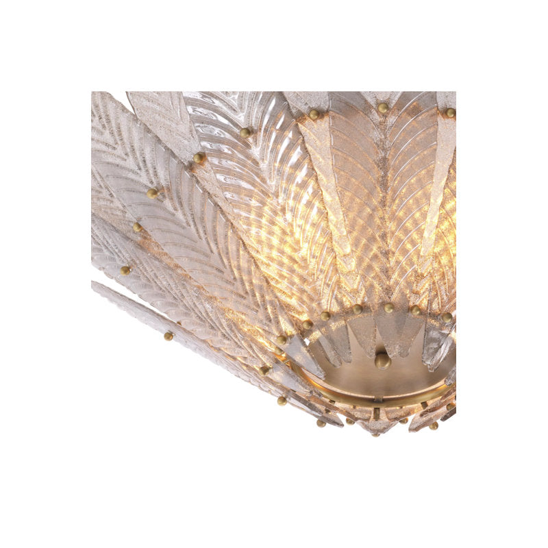 Eichholtz Scala 4-Light Chandelier: Elegant Curved Design with Antique Brass Finish