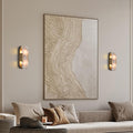 Elegant Alabaster Wall Sconces (Set of Two) - Natural Marble Brass Lighting