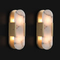 Elegant Alabaster Wall Sconces (Set of Two) - Natural Marble Brass Lighting