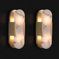 Elegant Alabaster Wall Sconces (Set of Two) - Natural Marble Brass Lighting
