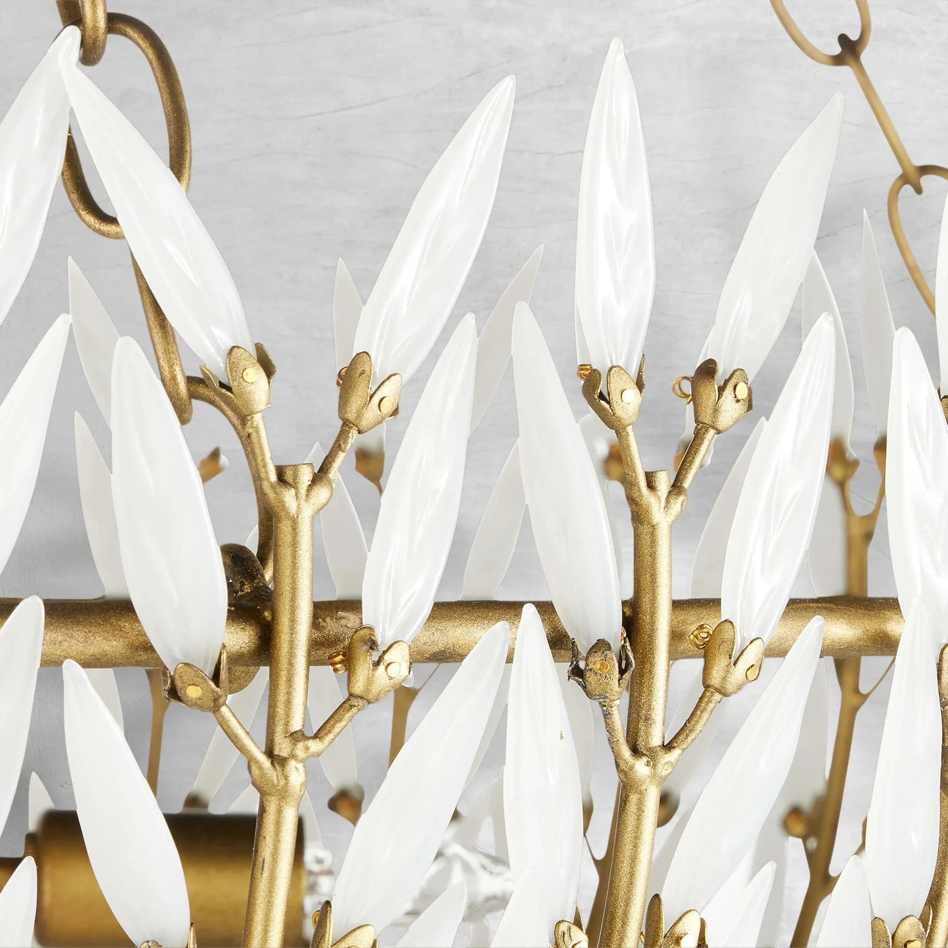 Elegant Morrigan Round Brass-Chained White Glass Chandelier 34 Inch