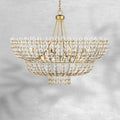 Elegant Morrigan Round Brass-Chained White Glass Chandelier 34 Inch
