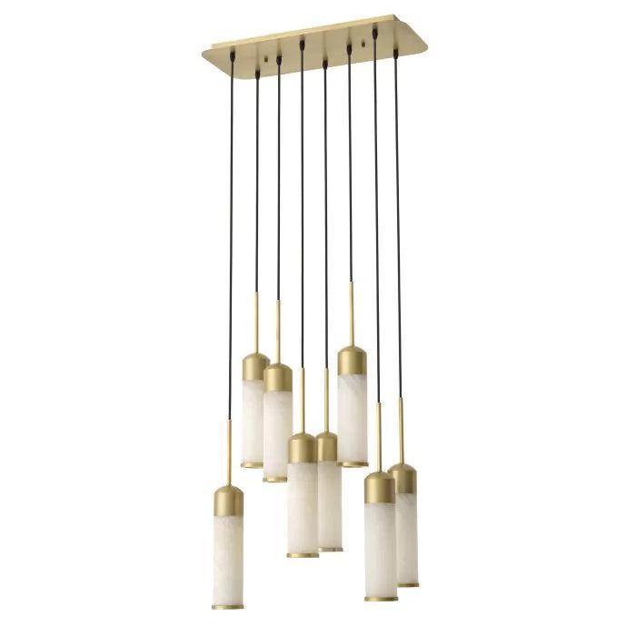 EOS Modern Brass Chandelier - Antique Brass Finish | Alabaster