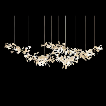 Extra Large Ceramic White Flower Chandelier in Artistic Branch Style for Spacious Living and Dining Room