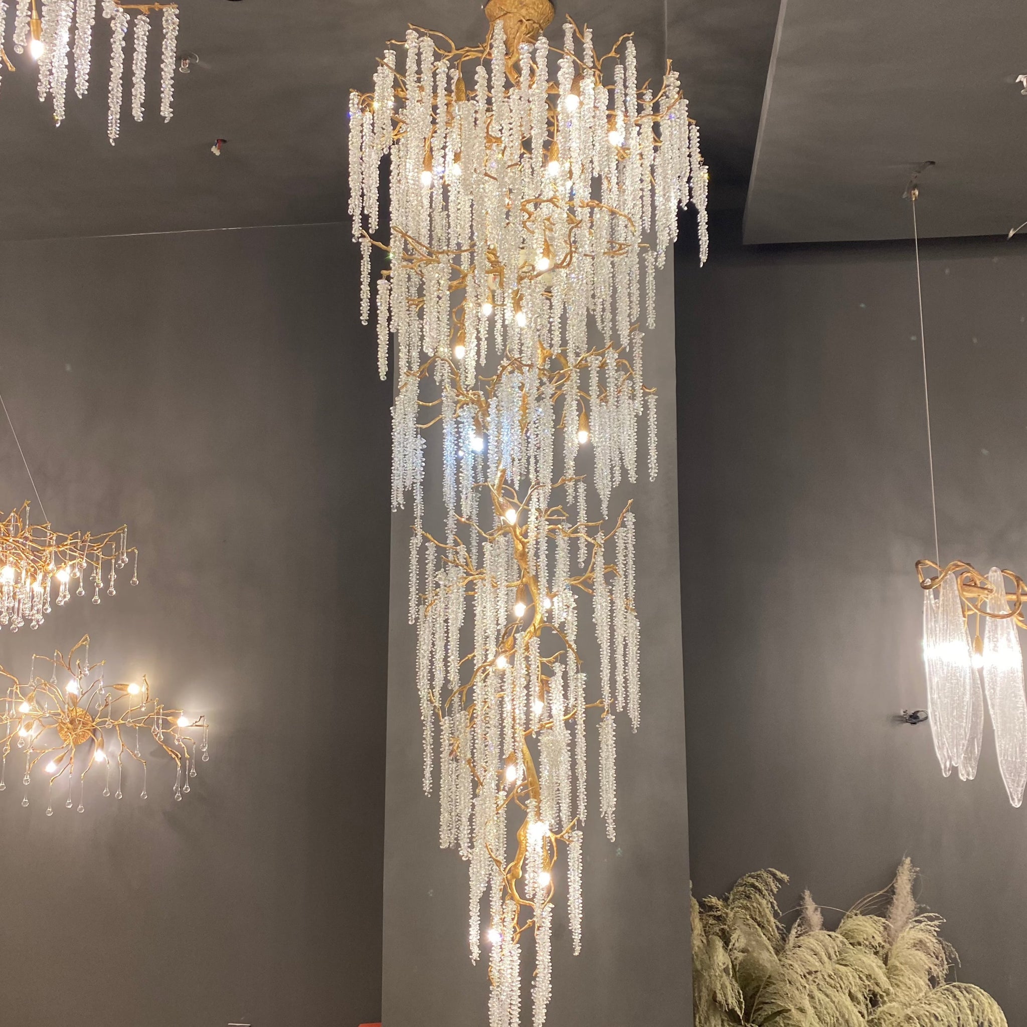 Extra Large Crystal Icicle Chandelier in Tree Branch Design for Grand Staircases and Hallways