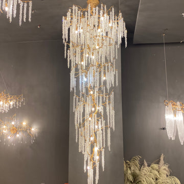 Extra Large Crystal Icicle Chandelier in Tree Branch Design for Grand Staircases and Hallways