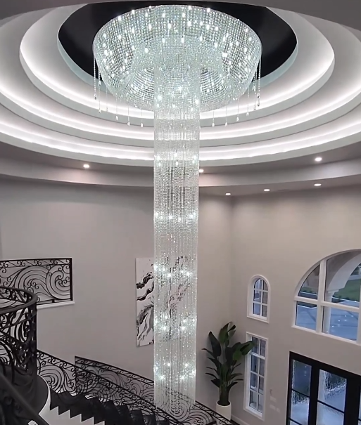 chandelier,chandeliers,crystal,luxury,extra large,large,oversized,big,huge,long high,tassel,waterfall,flush mount,ceiling,duoplex hall,loft,foyer,hotel