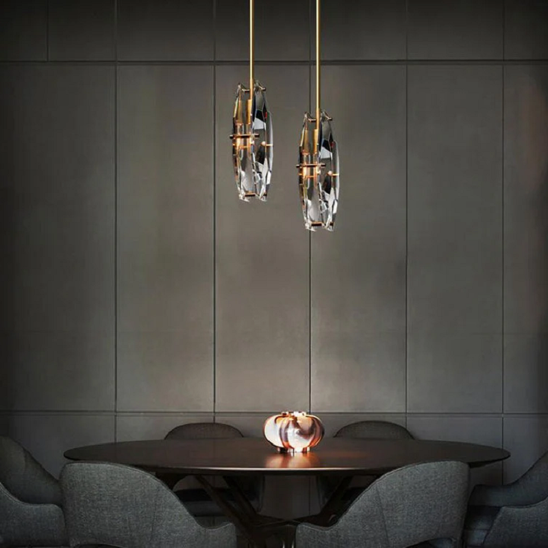 Faceted Smoke Crystal Pendant Light - Ineffable Lighting