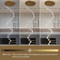30-Light Gold Crystal Staircase Chandelier with Adjustable Bubble Shades