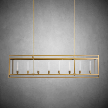 Backman Glass Lantern  Rectangular Chandelier 54"72''