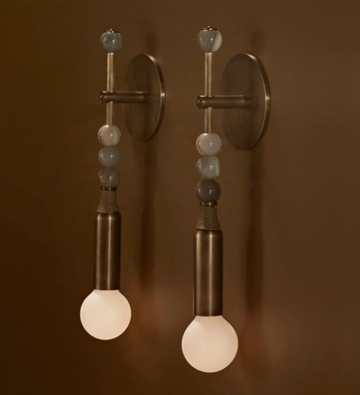 Alisman Marbel Mid Century Brass Wall Sconce