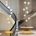 Black Crystal Staircase Chandelier with Adjustable Height and 8 Lights