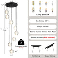 Black Crystal Staircase Chandelier with Adjustable Height and 8 Lights