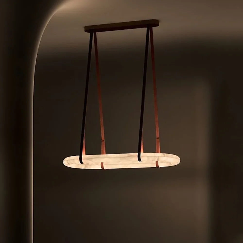 Alabaster Round Leather Chandelier