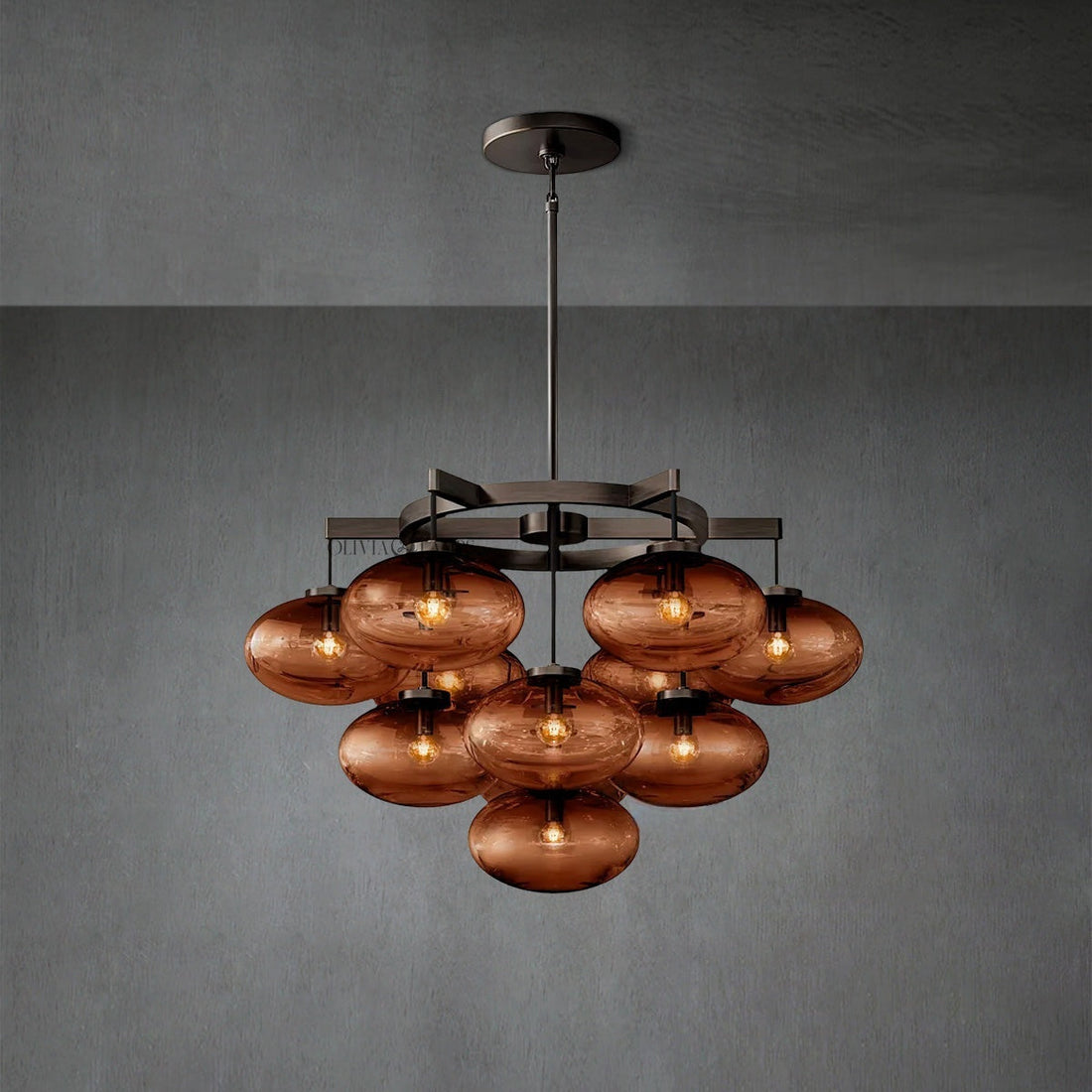 Cabretle Smoke Glass Round Chandelier 36"