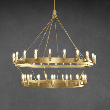 Camine Vintage Filament Two-Tier Round Chandelier 38"