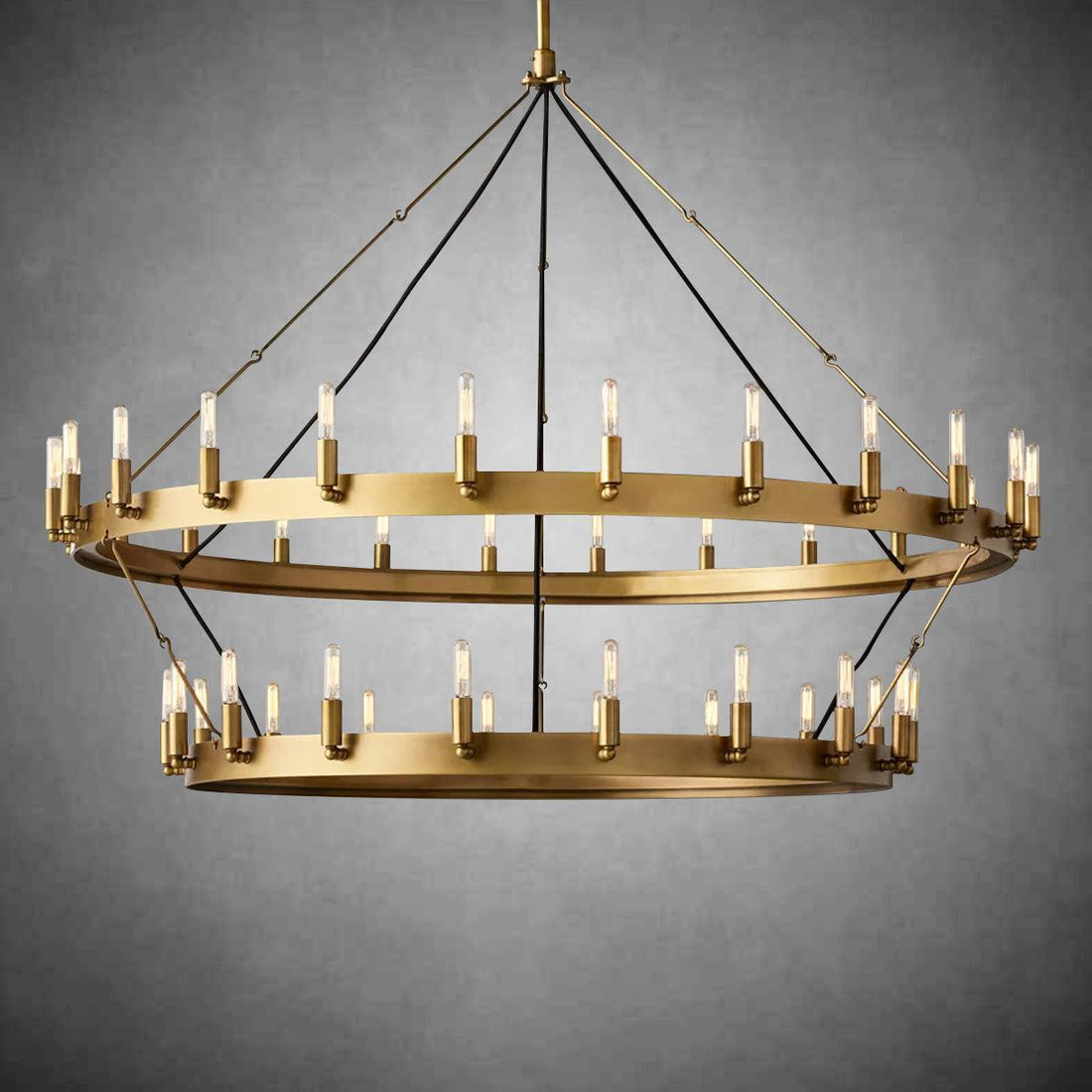 Camine Vintage Filament Two-Tier Round Chandelier 71"