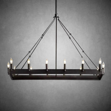 Camine Vintage Candelabra Rectangular Chandelier 41''52''