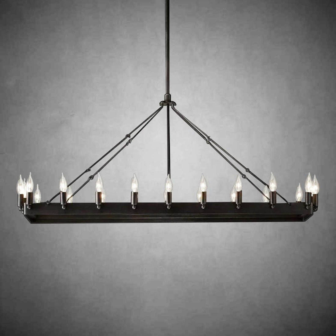 Camine Vintage Candelabra Rectangular Chandelier 41''52''