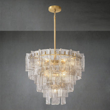Lattce Clear Glass Tiered Round Chandelier 36"
