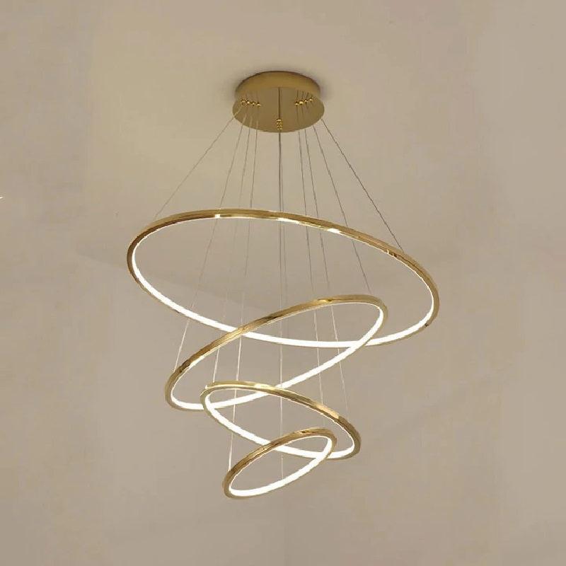 Multi Rings Modern Staircase Chandelier - Ineffable Lighting