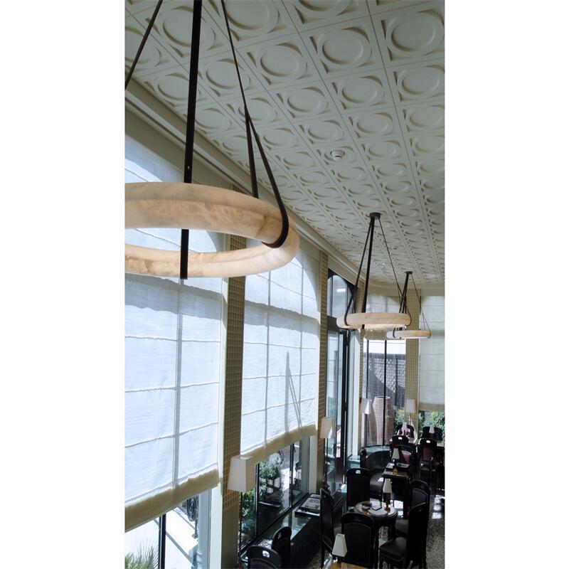 Oslo L1P Pendant Alabaster Chandelier, Halo Ring Chandelier With canopy Over Dining Table Chandelier Kevin Studio Inc
