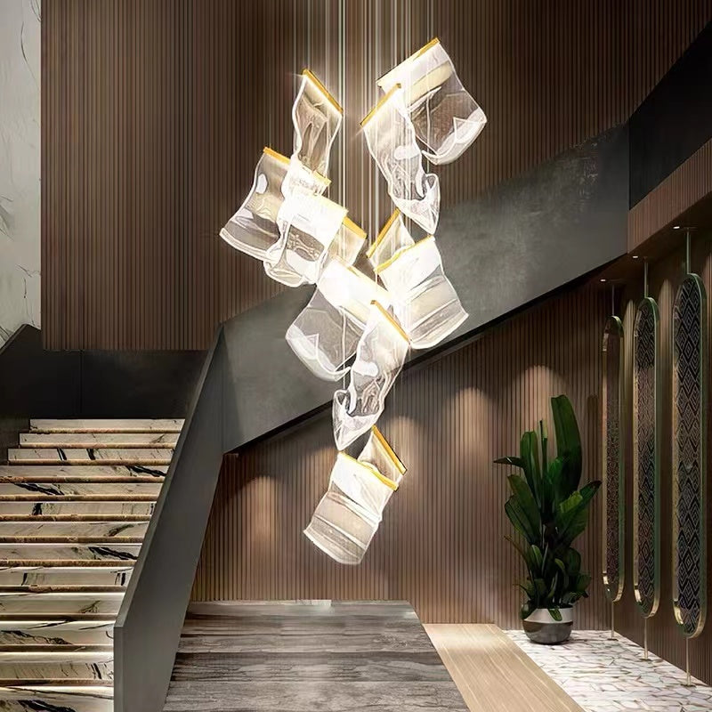 Extra Large Modern Paper Chandelier For Staircase / Foyer Villa Hall C