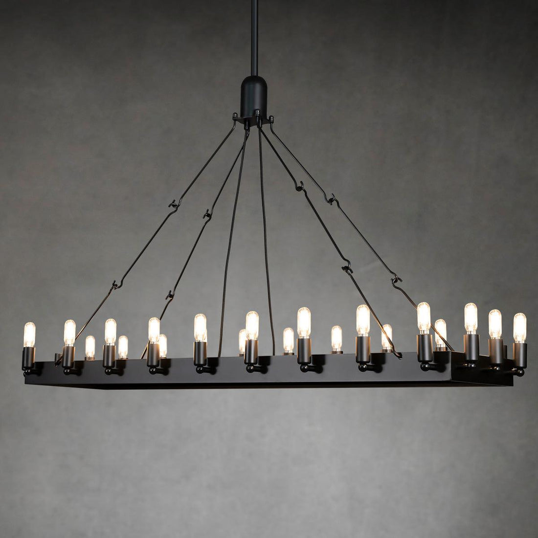 Camine Vintage Filament Rectangle Chandelier 41''52''