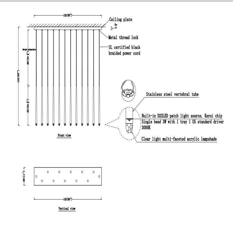 Custom Helly Modern Linear Chandelier 60"