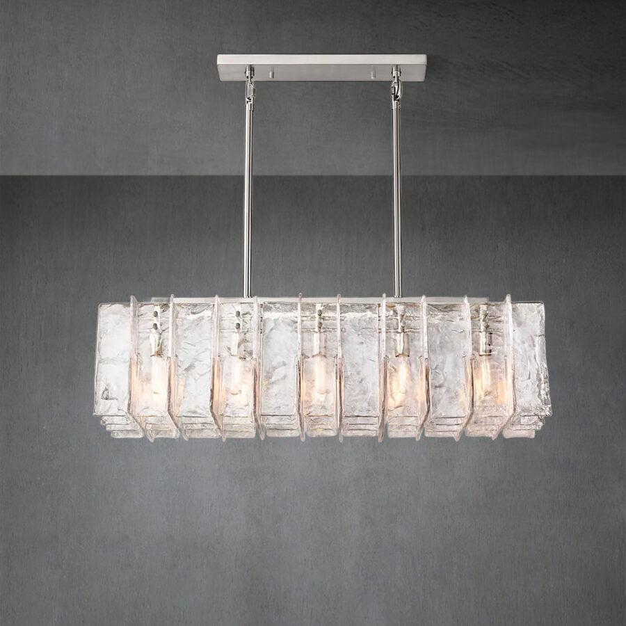Lattce Clear Glass Rectangular Chandelier 49"67''