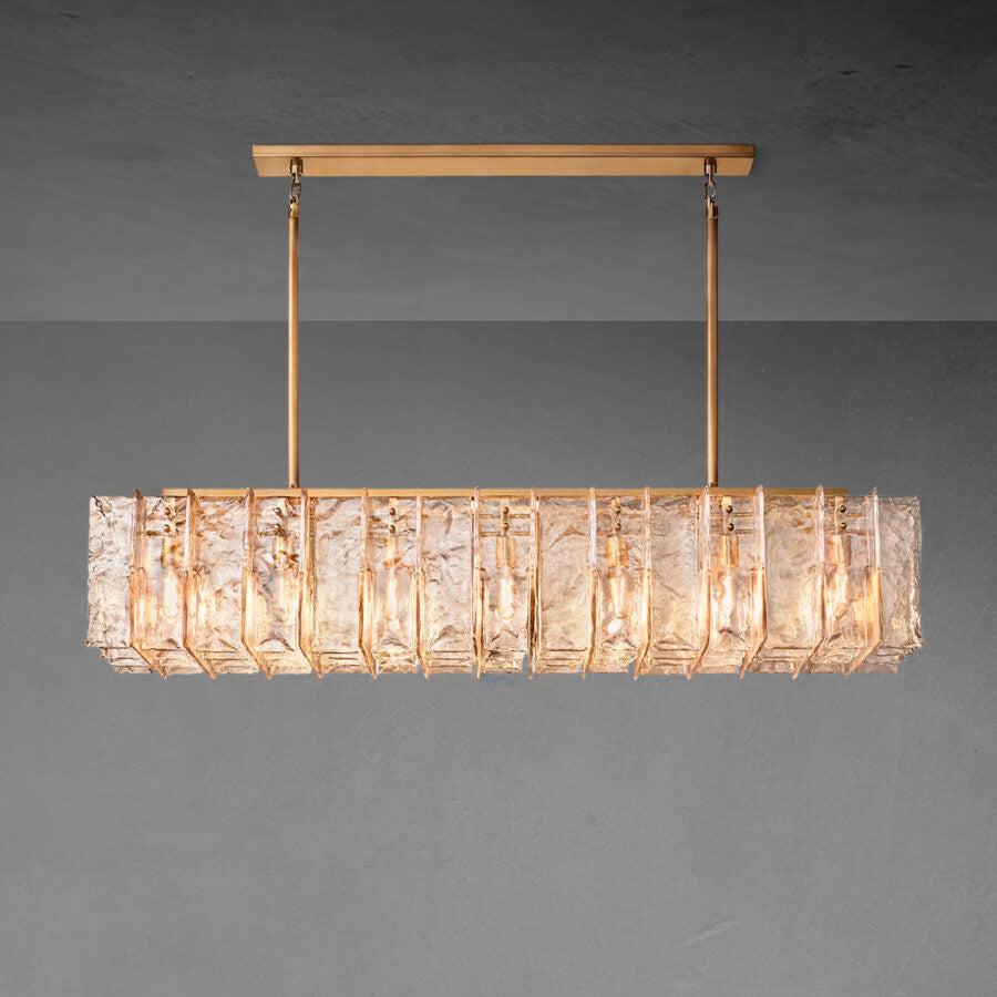 Lattce Somke Glass Rectangular Chandelier 49"67''