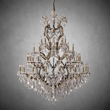 Rococo Iron & Crystal Round Chandelier 101"
